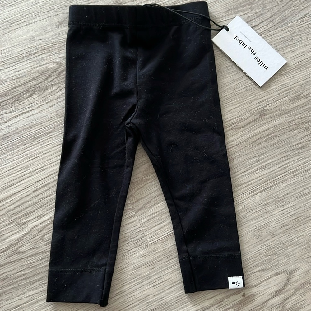 NWT MILES THE LABEL Girls’ Black Basic Legging 9M